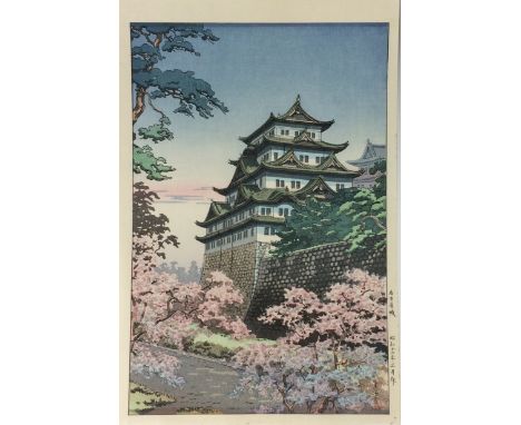 A collection of Japanese Woodblock Prints,Mostly Meiji and later, including four Temple landscapes by Tsuchiya Koitsu; bridge