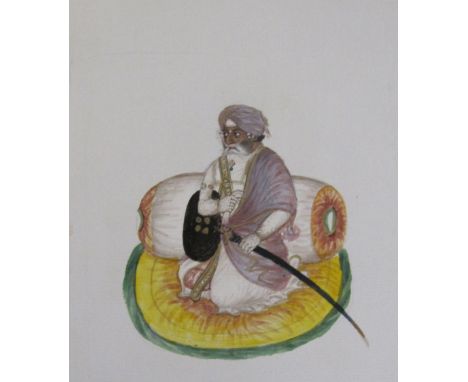 LAHORE, 19th CENTURYPortrait of Maharaja Gulab Singh Sikhwatercolour on paper, unframed, with old inscriptions in English in 