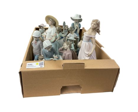 Large collection of Nao figures, together with Lladro figure Shepherdess with duck no 4568 and similar figures  