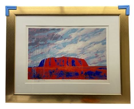Rolf Harris (Australian 1930-2023): 'Raining on the Rock', large limited edition silkscreen print signed titled and numbered 
