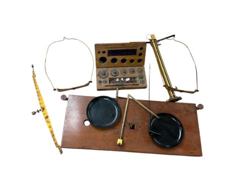 Pair of scales and cased weights 