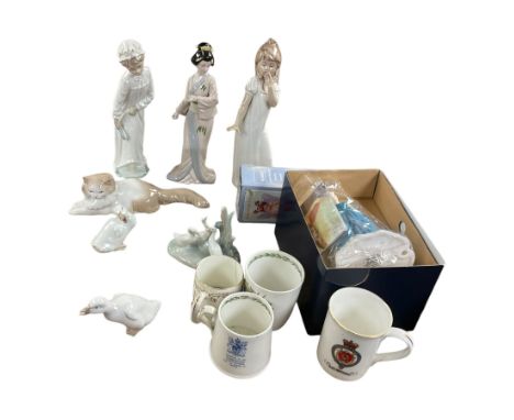 Royal Doulton Cinderella, together with five Nao figures, three boxes of Wade Whimsies etc