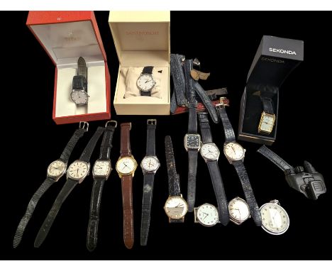 Collection of manual wristwatches including Tissot Seastar, Mappin automatic, HY. Moser braille Waterford silver quartz, Bulo