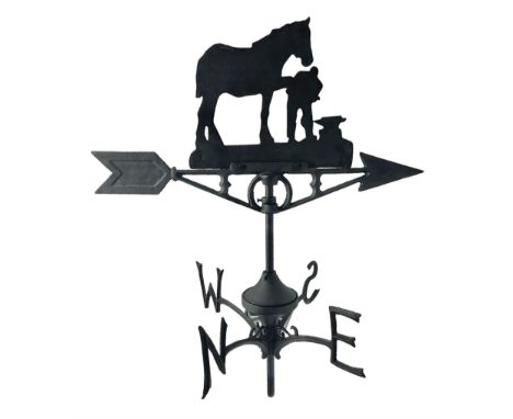 Wall mounting weathervane with Blacksmith and horse finial, H62cm Condition Report: This lot requires assembly  