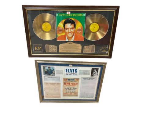 Framed Graceland collection 'Elvis' Golden Records' framed gold records together with framed 'The Early Years' large memorabi