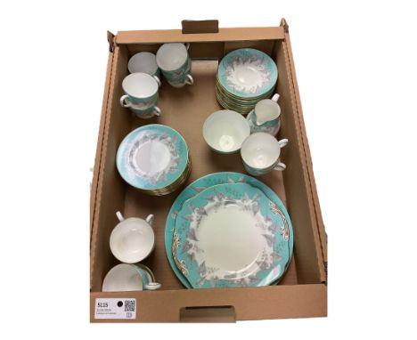 Wedgwood Buxton pattern tea service, including eleven cups and saucers, twelve dessert plates etc 