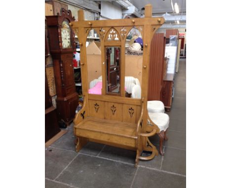 A light oak hall stand/bench