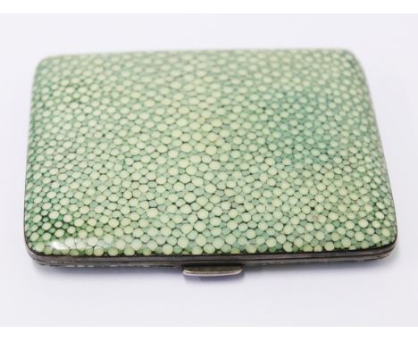 A silver gilt and shagreen cigarette case. London 1934. 7cm x 8cm