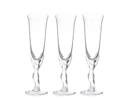 SET OF SIX FABERGÉ FOR FRANKLIN MINT CHAMPAGNE GLASSES, each in original box, along with certificate of authentication