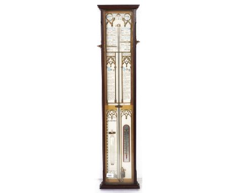 A&nbsp; reproduction mahogany Fitzroy barometer, late 20th c, 96cm h  Dusty, good condition