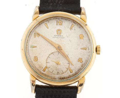 An Omega gold plated mid sized self-winding gentleman's wristwatch  Dial spotted; light wear, apparently working but somewhat