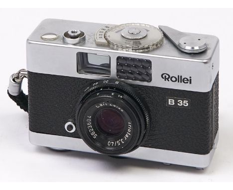 A Rollei B 35mm camera, with Carl Zeiss Triotar 40mm F3.5 lens  In apparently working order, good condition