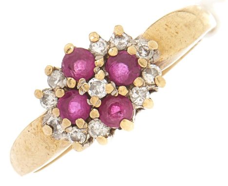 A 9ct gold ruby and diamond ring, 2.7g, size N  