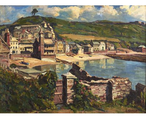 Guillermo Bestard (1881-1969) - A Coastal Village, signed, dated 1956 and indistinctly inscribed verso, oil on canvas, 42 x 5
