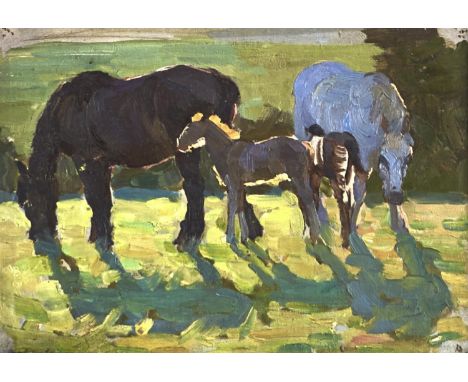 Winifred Wilson (1882-1973) - Study of Horses, signed, oil on board, 19.5 x 27cm  Good original condition, not hitherto clean