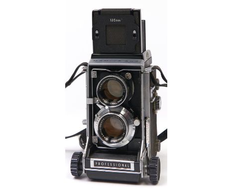 A Mamiya C33 Professional twin lens reflex medium format camera, with Mamiya-Seko 80mm F2.8 lenses, caps, original case and c