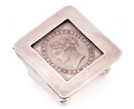 A Victorian silver postage stamp box, 33mm, by James Deakin &amp; Sons, Birmingham 1898, 8dwts  Light wear consistent with ag