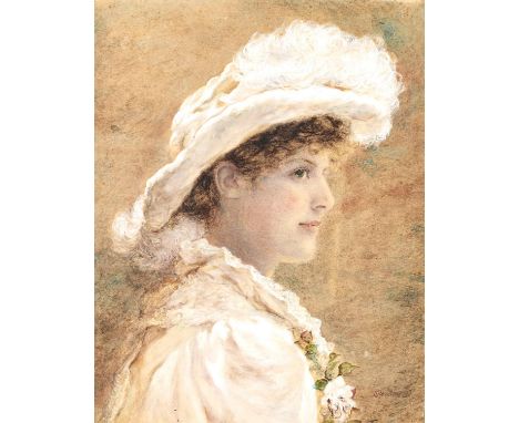 Alice Anne Renshaw (1848-1900) - Portrait in White, signed, watercolour, 53.5 x 43cm  Good condition, in the original early 2