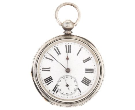 A Swiss silver lever watch, late 19th c,&nbsp;in engine turned case  Typical wear to engine turning, movement not working