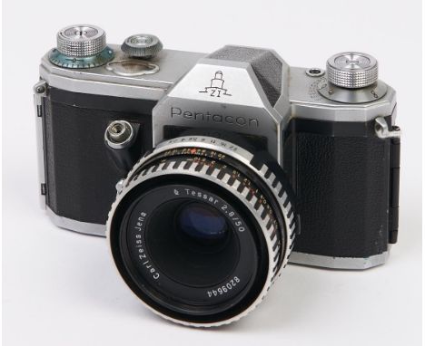 A Pentacon ZI 5mm SLR 35mm camera, with Carl Zeiss Jena Tessar 50mm F2.8 lens  Sold as spares / repairs