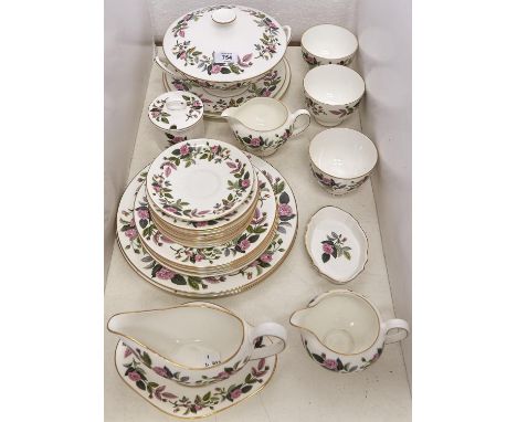 A Wedgwood Hathaway Rose pattern part service, comprising two handled circular tureen and cover and stand, plate, sucrier, tw