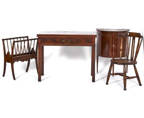 A George III mahogany tea table, the rectangular fold over top above a frieze fitted cockbeaded drawer on chamfered square le