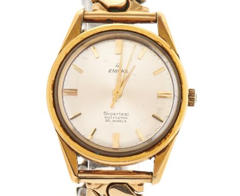 An Enicar gold plated gentleman's wristwatch Supertest Rubyrotor, associated gold plated bracelet  Light wear scratches, work