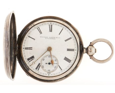 A Victorian silver hunting cased lever watch,&nbsp;Stewart Northam &amp; Co Liverpool, Birmingham 1887  Apparently working or