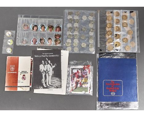 Soccer memorabilia, including Esso and other collectors medallions, printed ephemera and programmes, including Arsenal v Real