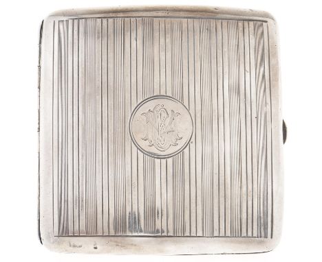 A George V silver cigarette case,&nbsp;85mm, Birmingham 1911, 4ozs  Light dents and wear