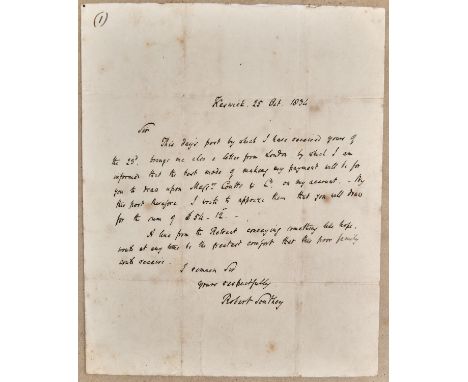 AUTOGRAPHS.  A FINE COLLECTION OF 19TH CENTURY AND EARLIER LETTERS to include autograph letters signed, unless otherwise stat