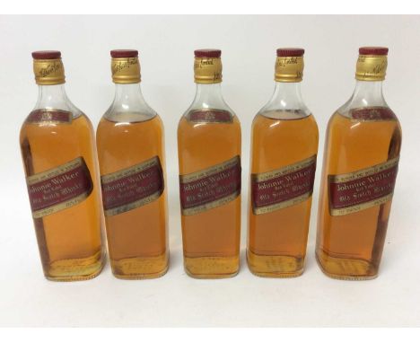 Whisky - five bottles, Johnnie Walker Red Label Old Scotch Whisky, 70% proof, 26 2/3 fl ozs