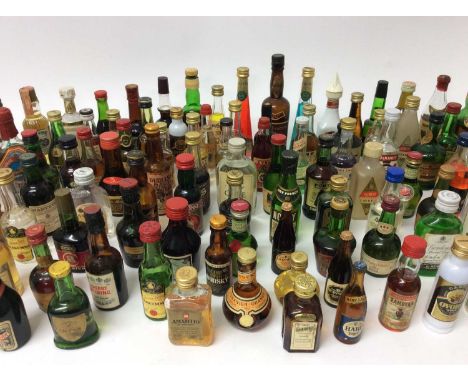 Collection of one hundred and five alcoholic miniatures to include, liqueurs, gin, vodka and others