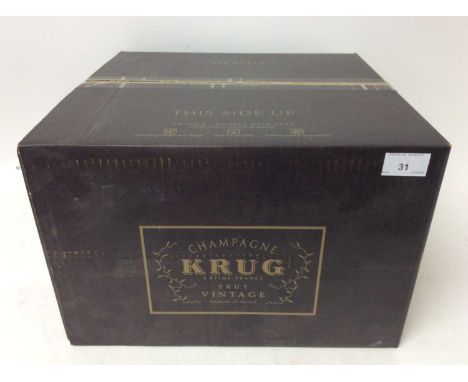 Champagne - six bottles, Krug 1998 Vintage, in original sealed cardboard case (removed from Bond with Lay &amp; Wheeler)