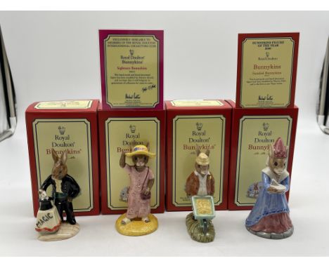 Four Boxed Royal Doulton Bunnykins Figurines to include Magician Bunnykins, Sightseer Bunnykins, Gardener Bunnykins, Sundial 