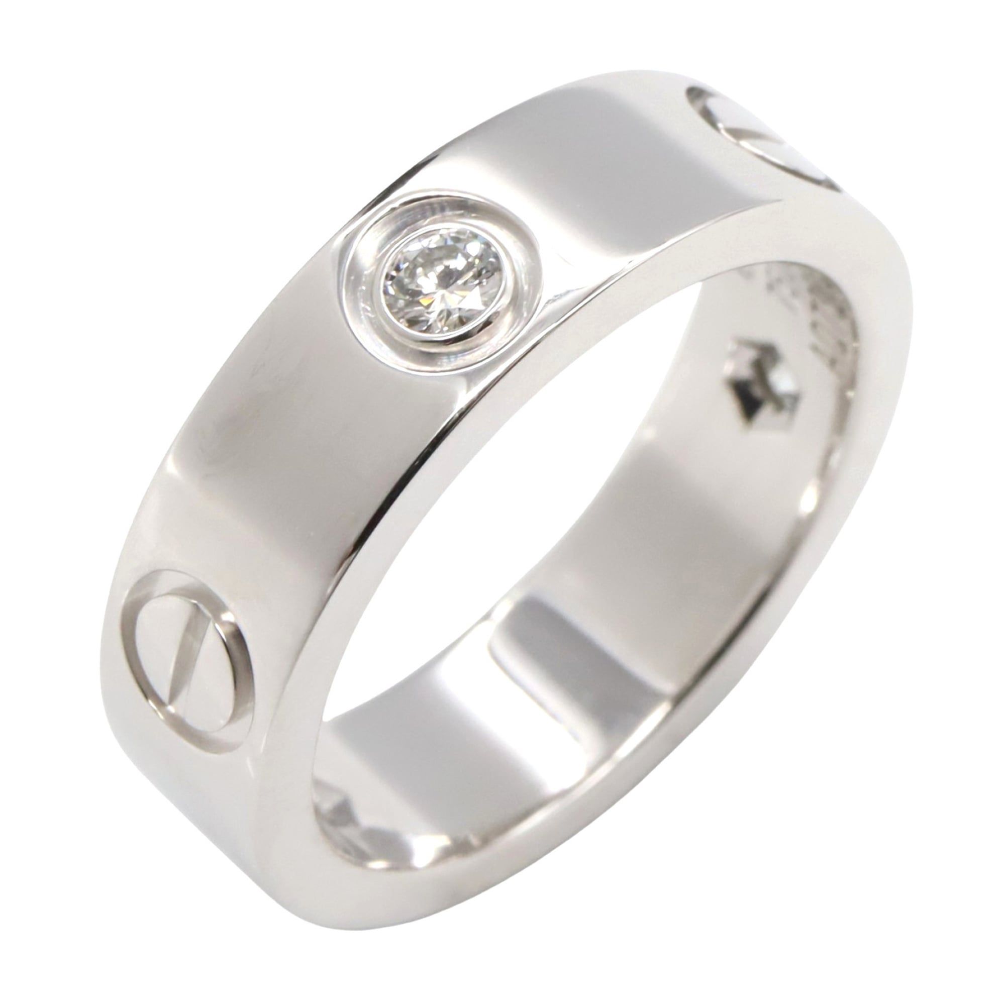 Cartier Love Ring 3PD, 18K White Gold with Diamonds, Clear, for Women