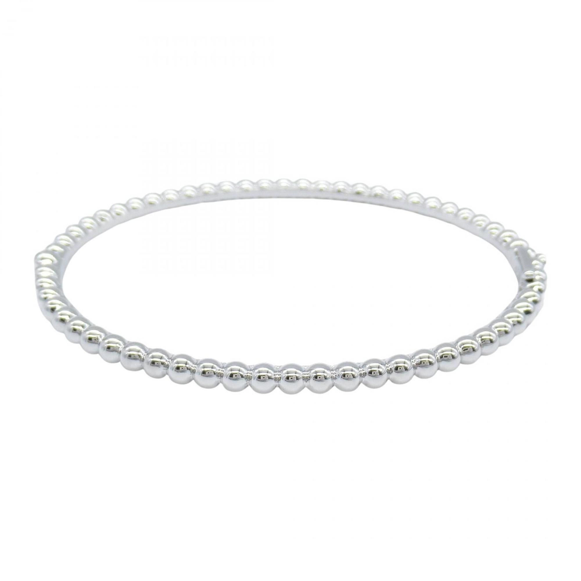 Van Cleef & Arpels Perlée Bracelet L, 18K White Gold (VCAR095W00), Women's, Silver