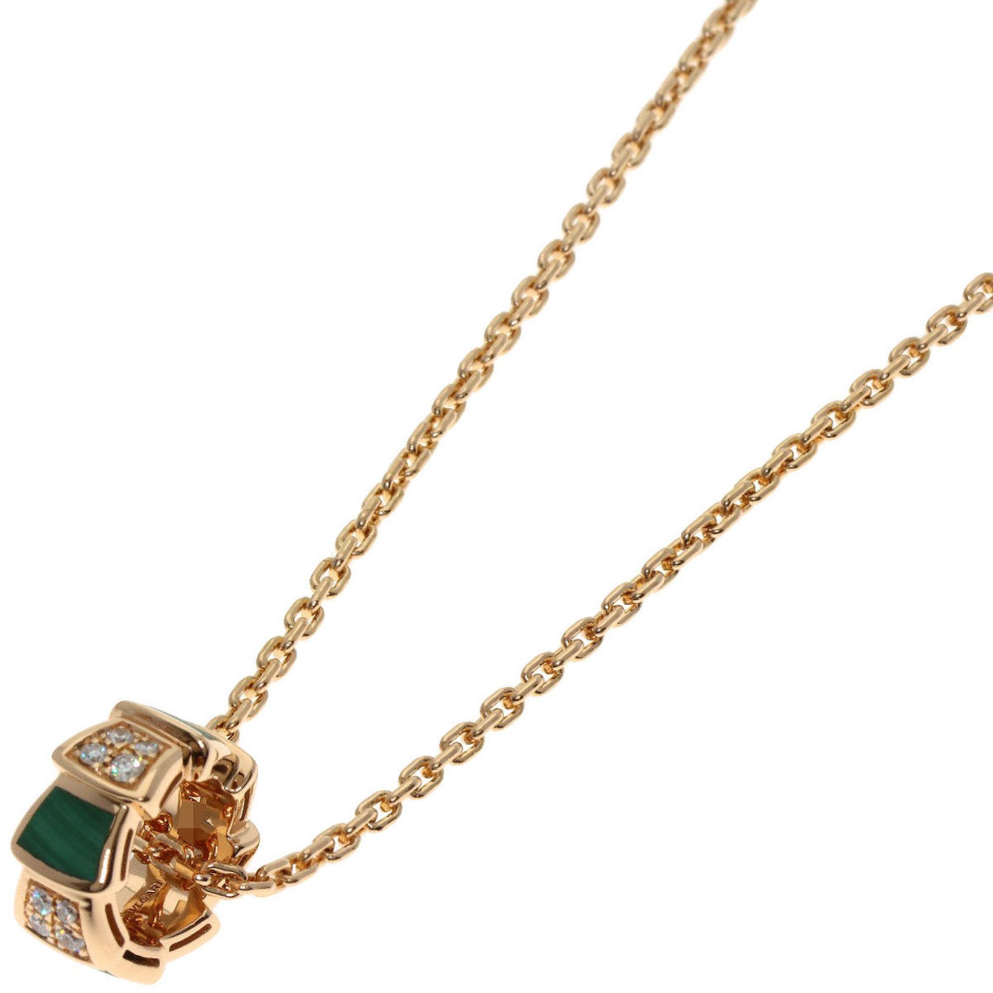 Bvlgari Serpenti Malachite and Diamond Necklace in 18K Pink Gold for Women