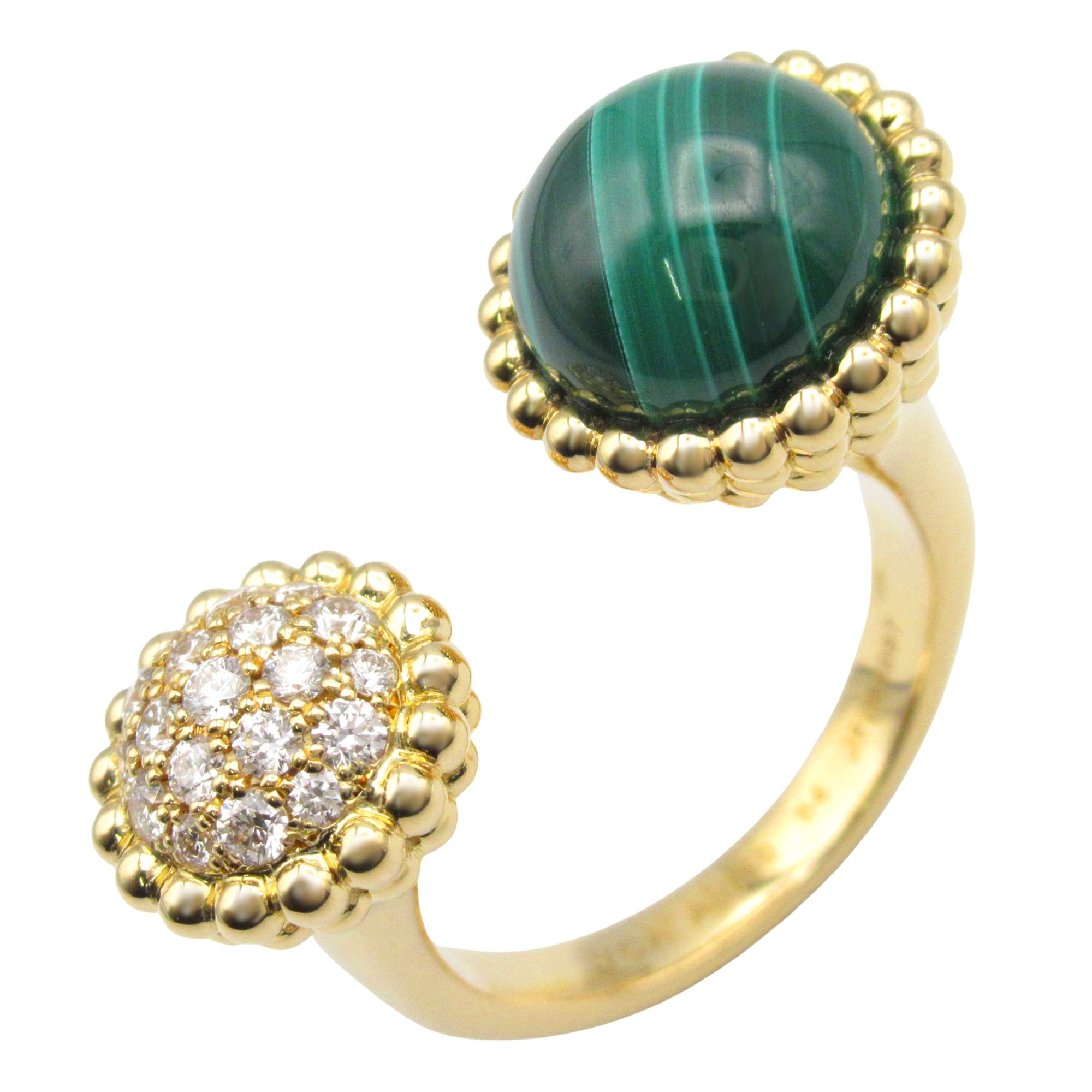 Van Cleef & Arpels Couleur Entrée Les Doors Ring, 18K Yellow Gold with Diamonds and Malachite, Green