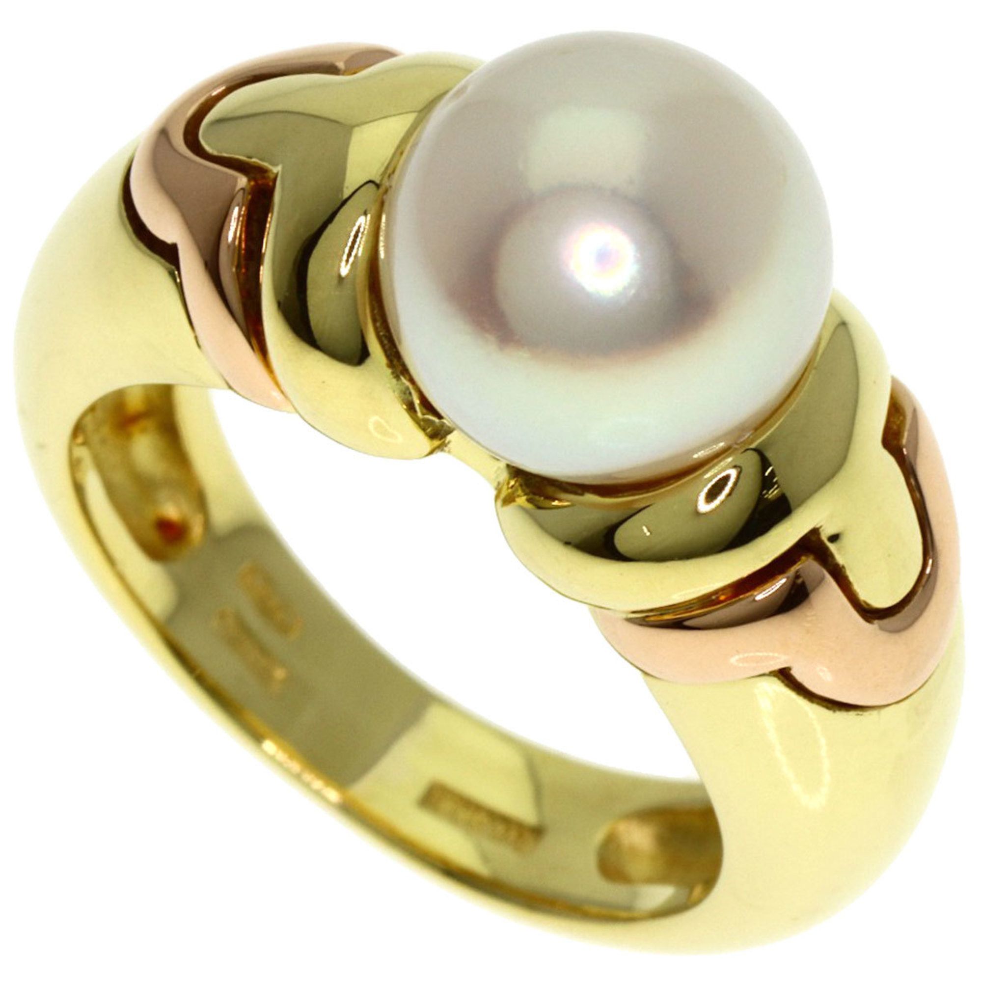 BVLGARI Parentesi Pearl Ring in 18K Yellow Gold for Women
