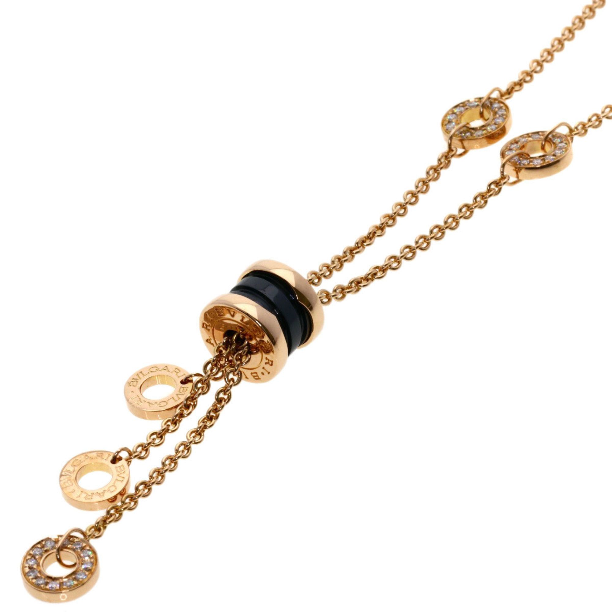BVLGARI B-zero1 B-zero One Element Diamond Ceramic Necklace K18 Pink Gold Women's