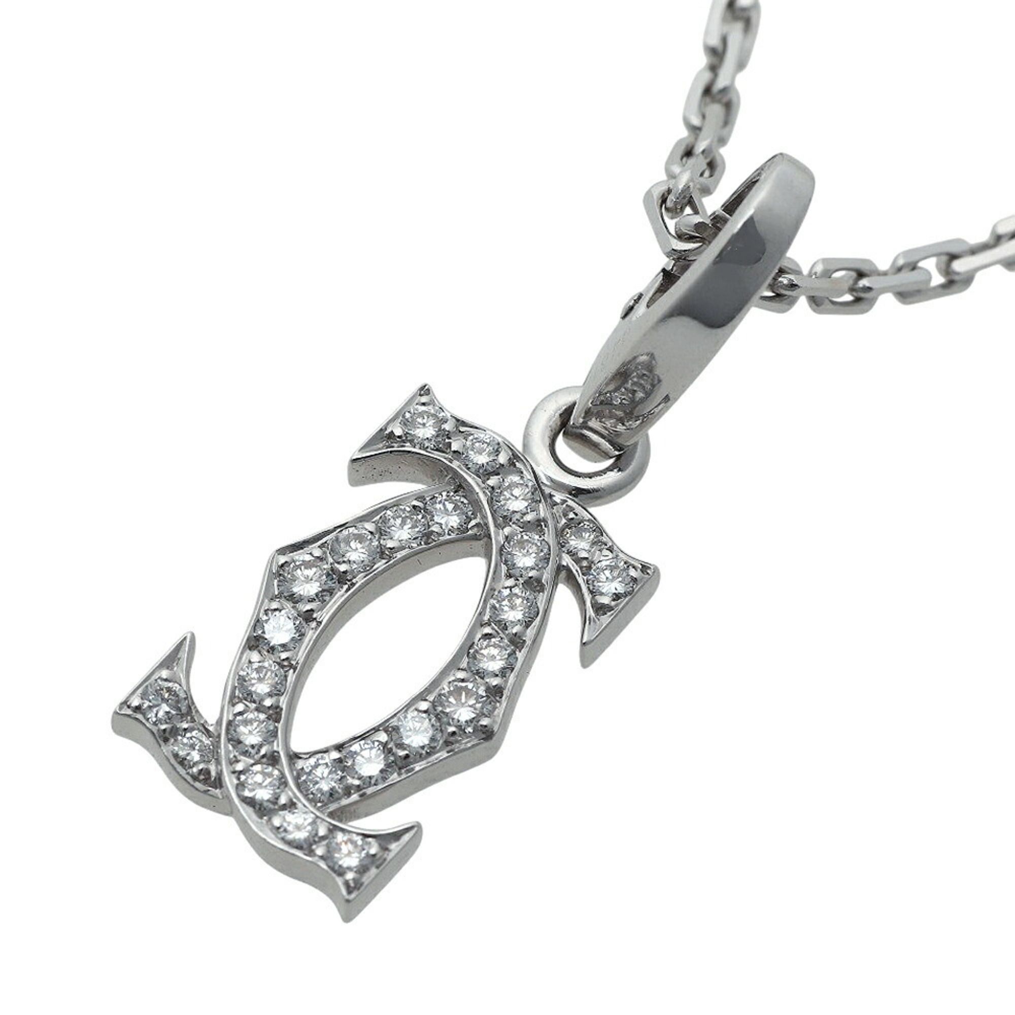 Like new Cartier 2C pendant necklace in 18K white gold with melee diamonds, weighing approximately 7
