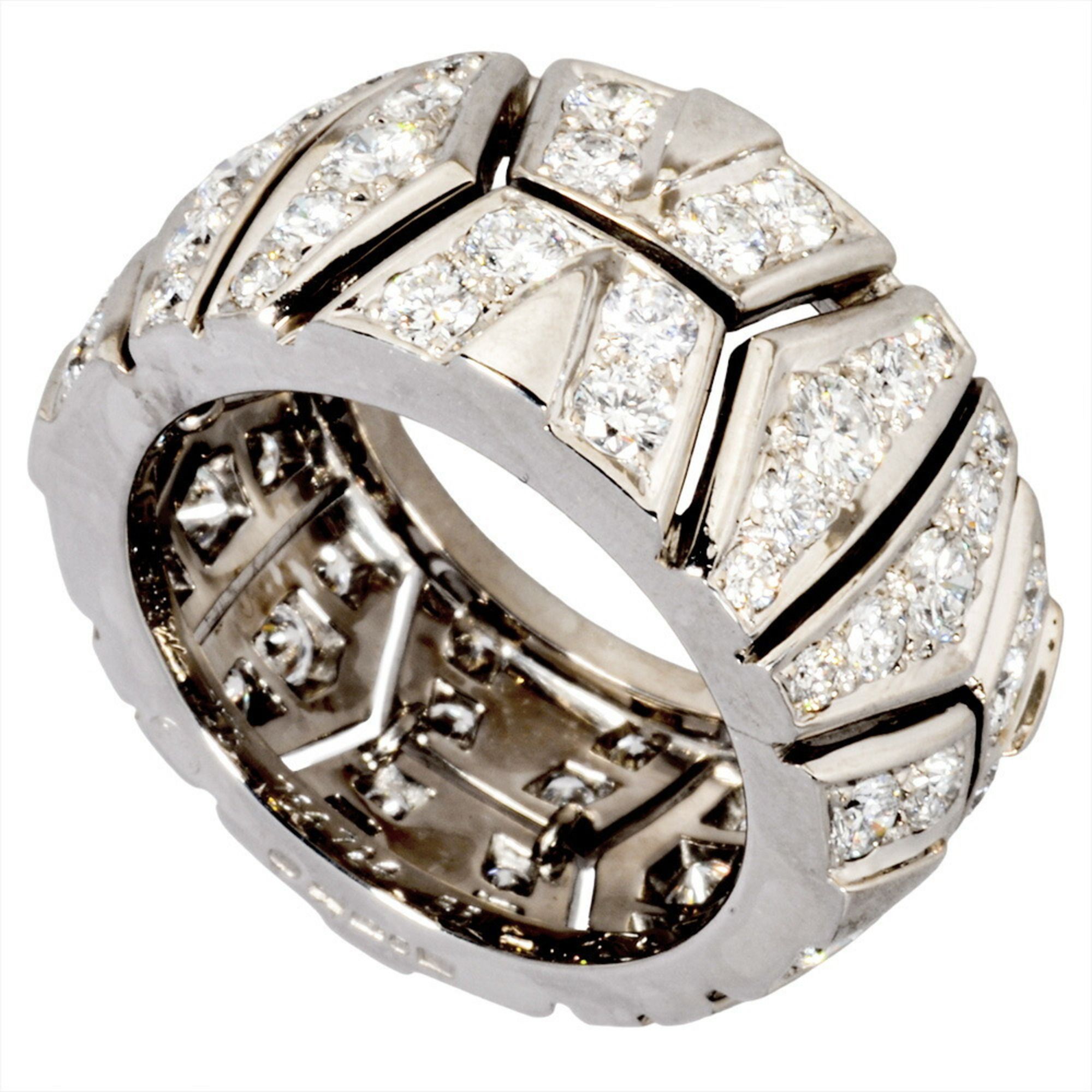 Cartier Rivoli Diamond Ring, #55, 18KWG, 14.9g, White Gold, Women's