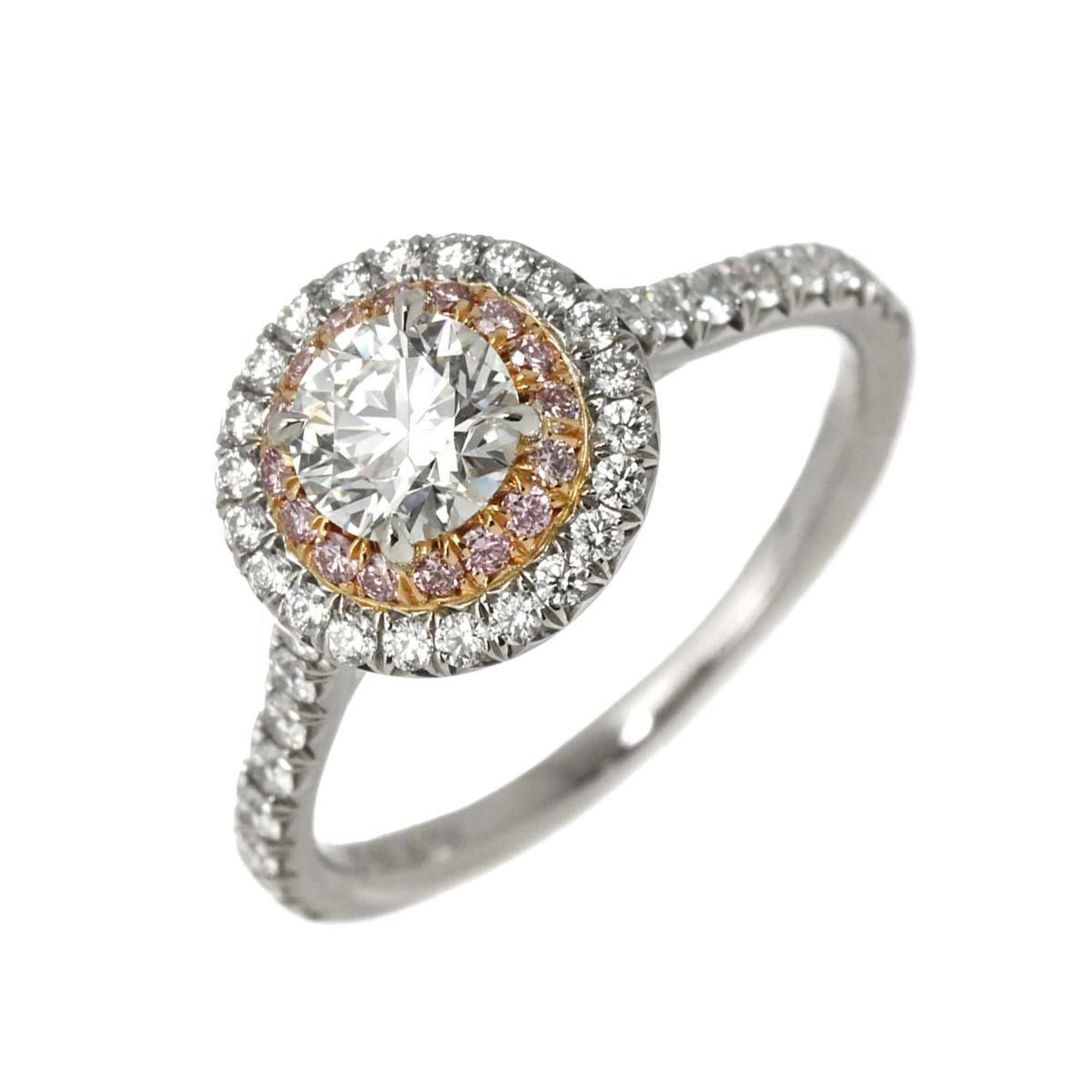 Tiffany & Co. Soleste Diamond Ring, 0.50ct H/IF/EX, Size 10.5, in 18K Platinum and Pink Gold (Pt PG)