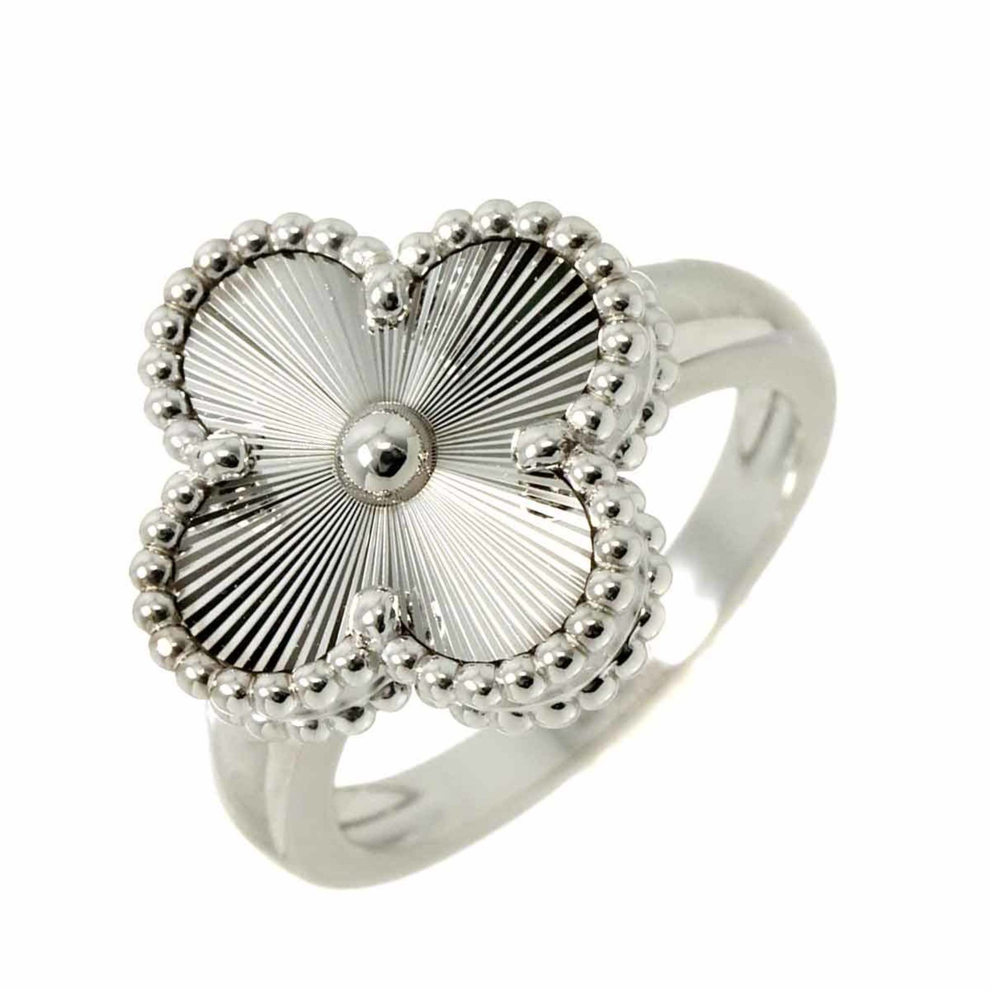 Van Cleef & Arpels Alhambra #48 Ring in WG White Gold 750 Guilloched VCA