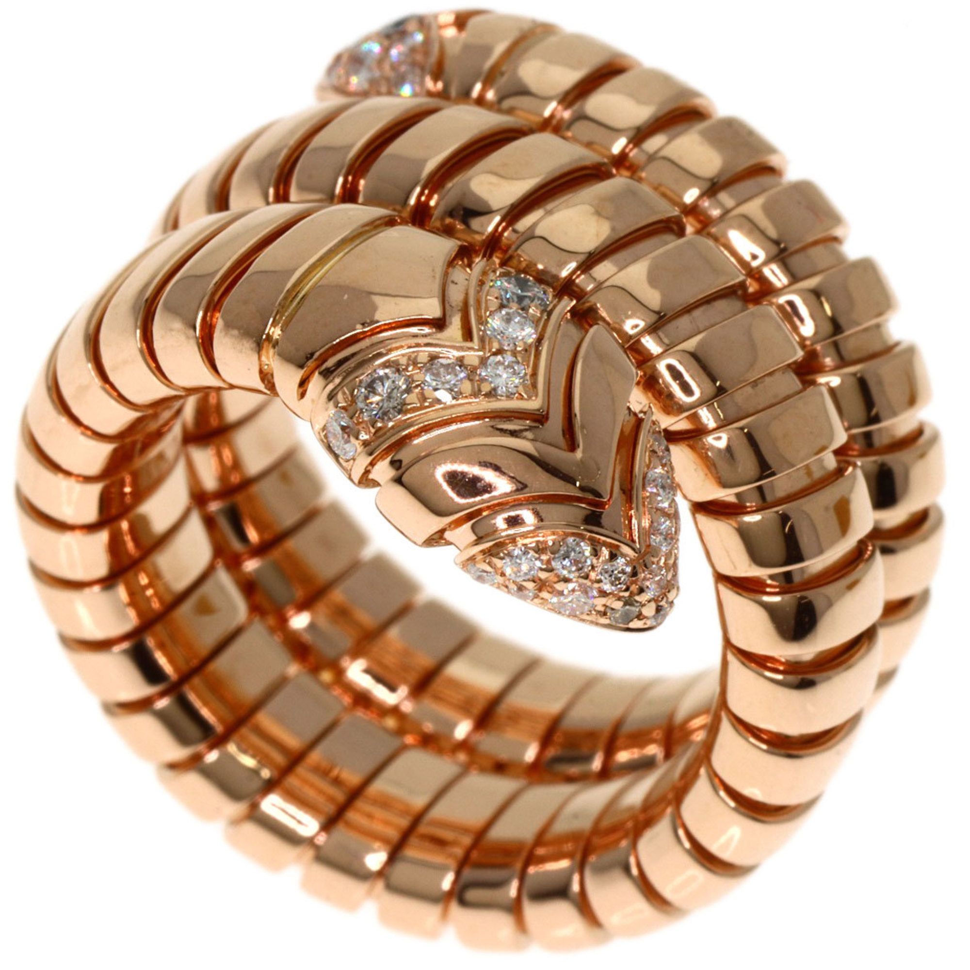 BVLGARI Tubogas Serpenti Diamond Ring in 18K Pink Gold for Women