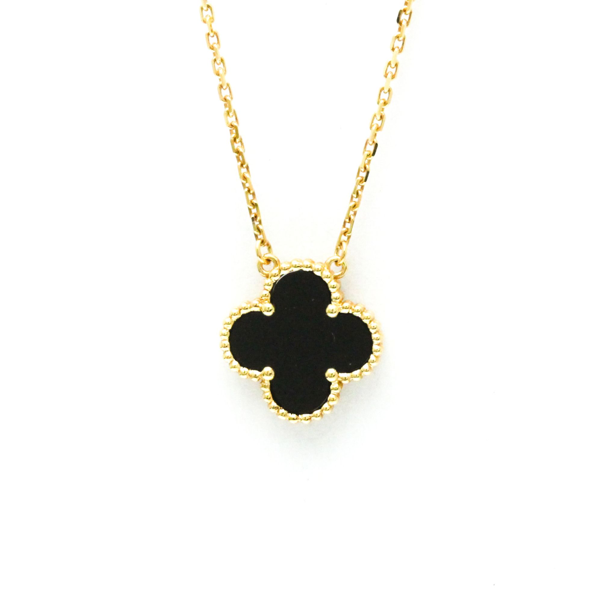 Van Cleef & Arpels Vintage Alhambra Necklace With Onyx Yellow Gold (18K) Onyx Men,Women Fashion Pend