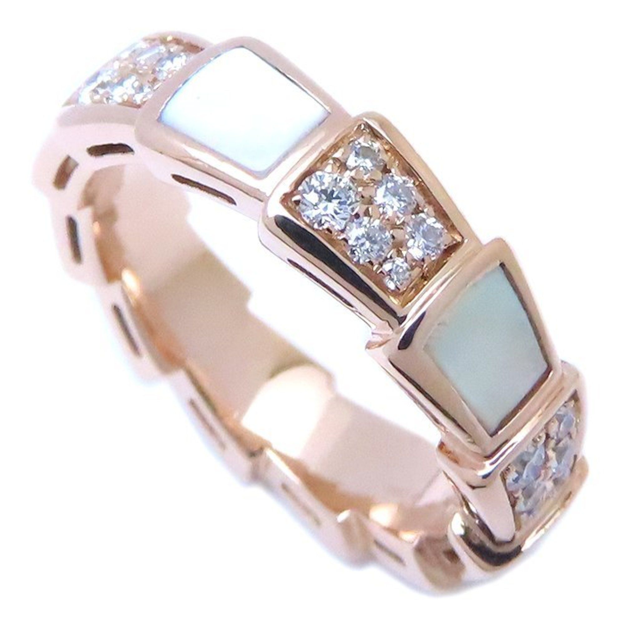 BVLGARI Serpenti Viper Ring with Diamond and Mother-of-Pearl, 52K Gold, 18K White Women's, 353239 29