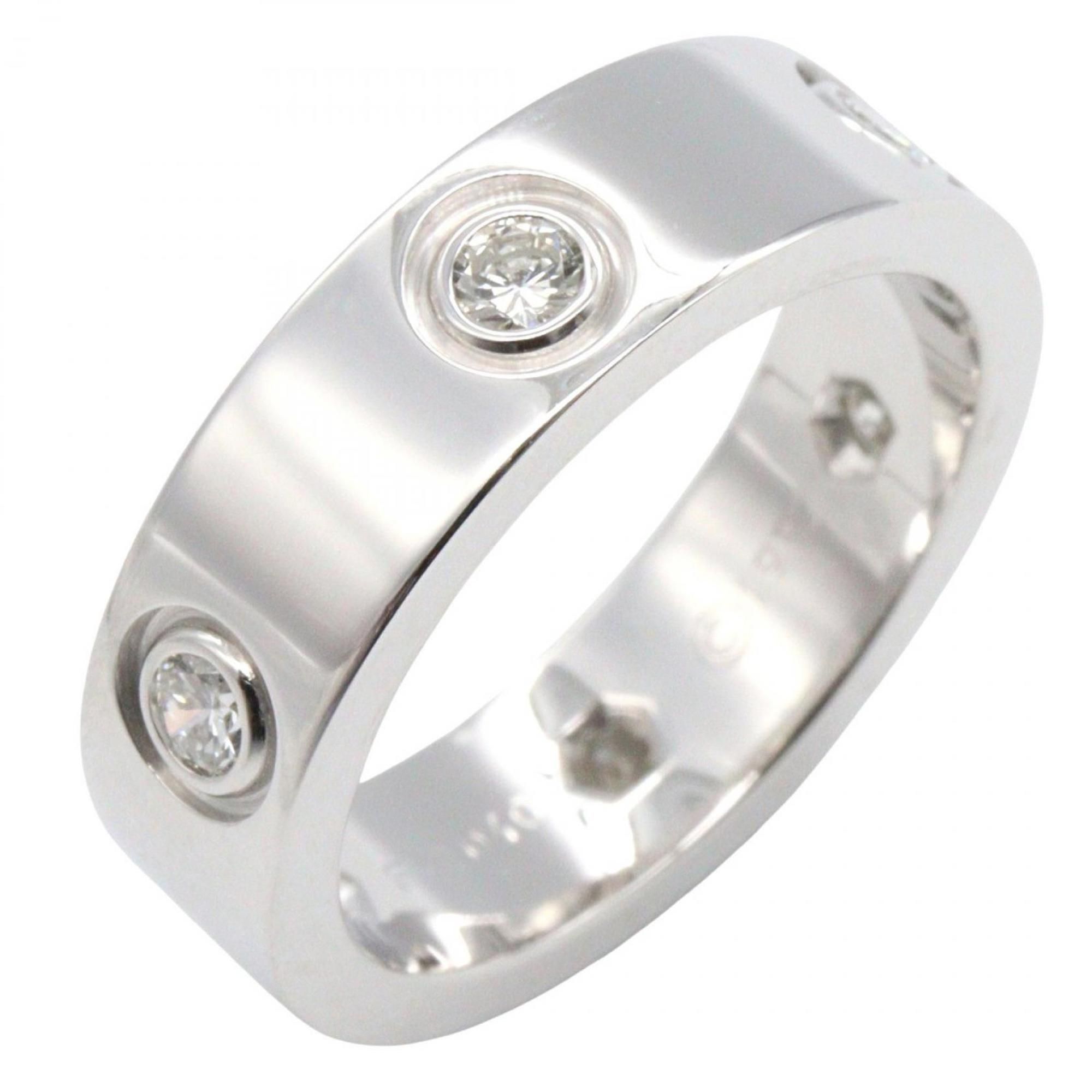 Cartier Love Ring 6PD, 18K White Gold with Diamonds, Women's, Silver, Clear