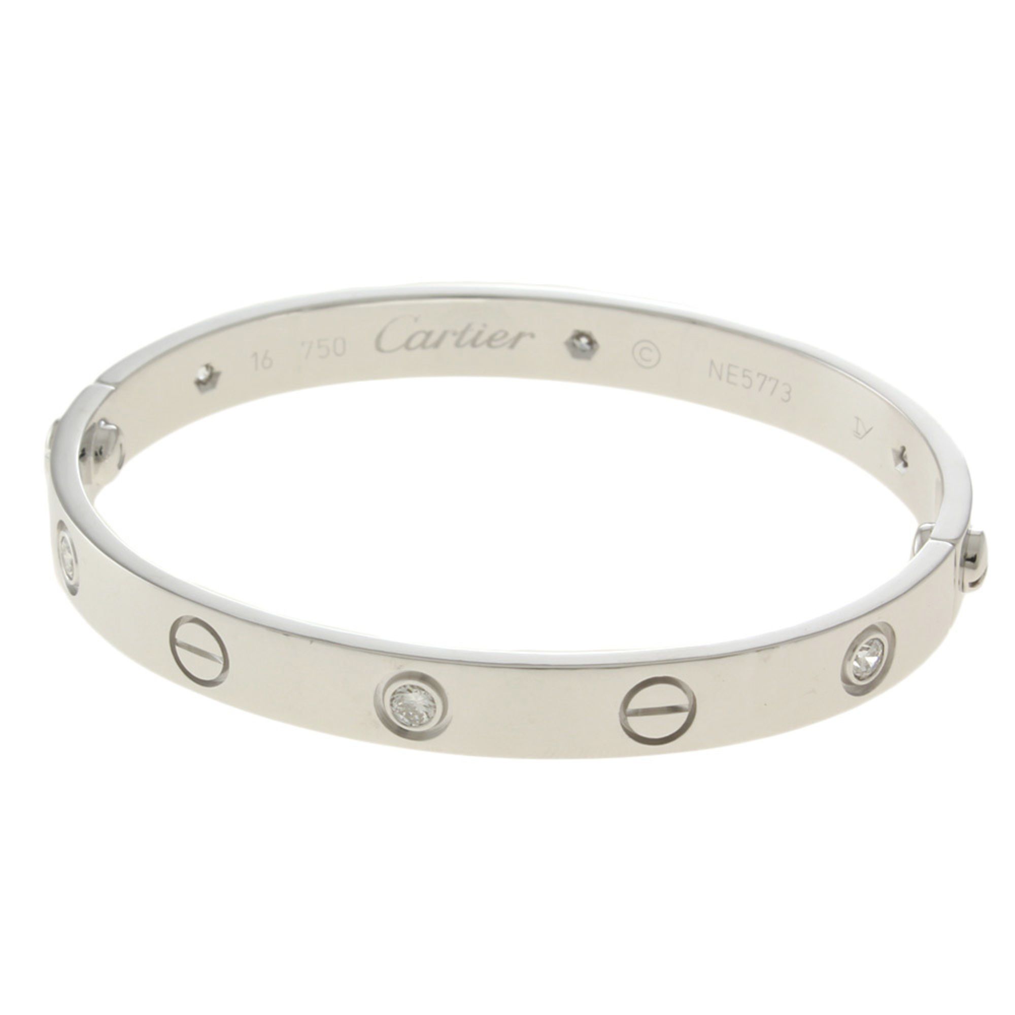 Cartier Love Bracelet #16 Bangle in 18K White Gold with Diamonds for Women